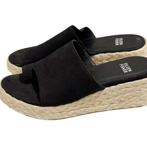 Eileen Fisher Black Espadrille Suede Slides